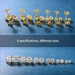 6 Pairs Yellow Gold Plated CZ Stud Earrings