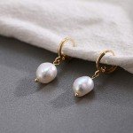 Charming Pearl Dangle Huggie Hoop Earrings