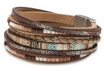 Boho Leopard Leather Wrap Bracelet with Beads