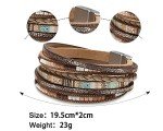 Boho Leopard Leather Wrap Bracelet with Beads