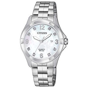 Citizen Quartz Women's Silver-Tone Crystal Watch