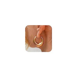 Trendy 14k Gold Plated Chunky Hoop Earrings