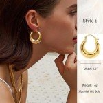 Trendy 14k Gold Plated Chunky Hoop Earrings