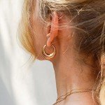 Trendy 14k Gold Plated Chunky Hoop Earrings