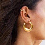 Trendy 14k Gold Plated Chunky Hoop Earrings