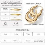 Trendy 14k Gold Plated Chunky Hoop Earrings