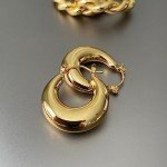 Trendy 14k Gold Plated Chunky Hoop Earrings