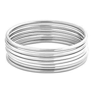 Glossy Stainless Steel Bangle Bracelet Set for Women