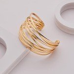 Gold Chunky Cuff Bangle Bracelet for Women