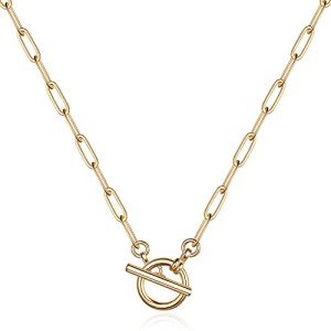 Dainty Gold Paperclip Chain Necklace for Women