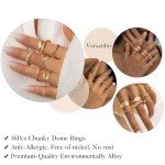 16Pcs Adjustable Gold Chunky Rings for Women