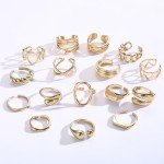 16Pcs Adjustable Gold Chunky Rings for Women