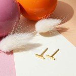 Gold Plated Mini Bar Stud Earrings for Women