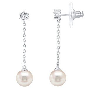 Elegant White Gold Plated Shell Pearl Earrings