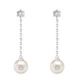 Elegant White Gold Plated Shell Pearl Earrings