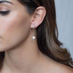 Elegant White Gold Plated Shell Pearl Earrings