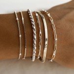 Dainty Sterling Silver Bracelet Set for Women