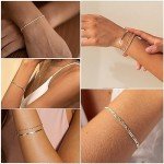 Dainty Sterling Silver Bracelet Set for Women
