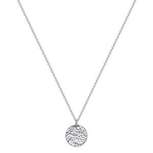 Dainty Silver Hammered Coin Pendant Necklace for Women