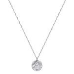 Dainty Silver Hammered Coin Pendant Necklace for Women