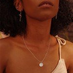 Dainty Silver Hammered Coin Pendant Necklace for Women