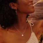 Dainty Silver Hammered Coin Pendant Necklace for Women