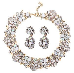 Chunky Rhinestone Bib Necklace and Earring Set
