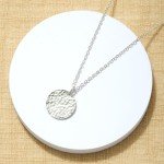 Dainty Silver Hammered Coin Pendant Necklace for Women