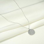 Dainty Silver Hammered Coin Pendant Necklace for Women