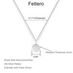 Dainty Silver Hammered Coin Pendant Necklace for Women