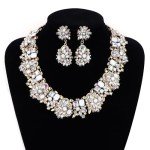 Chunky Rhinestone Bib Necklace and Earring Set