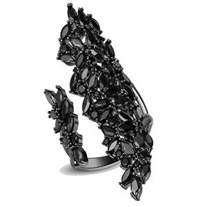 Adjustable Black Rhinestone Gothic Cocktail Ring
