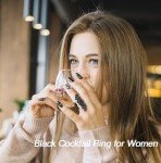 Adjustable Black Rhinestone Gothic Cocktail Ring