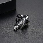 Adjustable Black Rhinestone Gothic Cocktail Ring