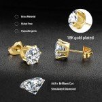 Trendy 6-Pair Gold CZ Stud Earrings Set