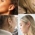 Chunky Gold Hoop Earrings Set - 6 Pairs