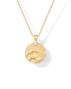 Engraved Hammered Coin Pendant Necklace for Women