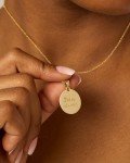 Engraved Hammered Coin Pendant Necklace for Women