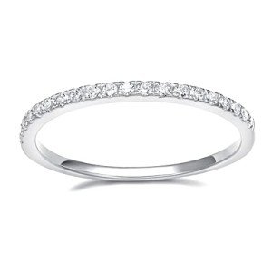 14K White Gold Plated Cubic Zirconia Wedding Band