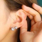 ALEXCRAFT Sterling Silver Halo Stud Earrings Set