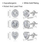 ALEXCRAFT Sterling Silver Halo Stud Earrings Set