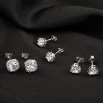 ALEXCRAFT Sterling Silver Halo Stud Earrings Set