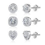 ALEXCRAFT Sterling Silver Halo Stud Earrings Set