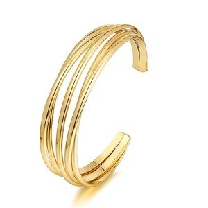 Simple Gold Adjustable Cuff Bracelet for Women