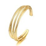 Simple Gold Adjustable Cuff Bracelet for Women