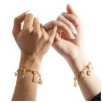 Custom Engraved Gold Charm Bracelet for Mom