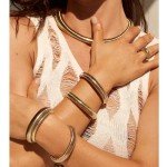 Gold Chunky Bangle Bracelet Set for Women