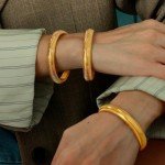 Gold Chunky Bangle Bracelet Set for Women