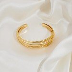 Simple Gold Adjustable Cuff Bracelet for Women