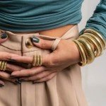 Gold Chunky Bangle Bracelet Set for Women